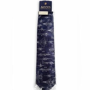 Alynn Neckwear U.S. Warplanes Silk Tie ✈️ Navy Blue - New with Tags